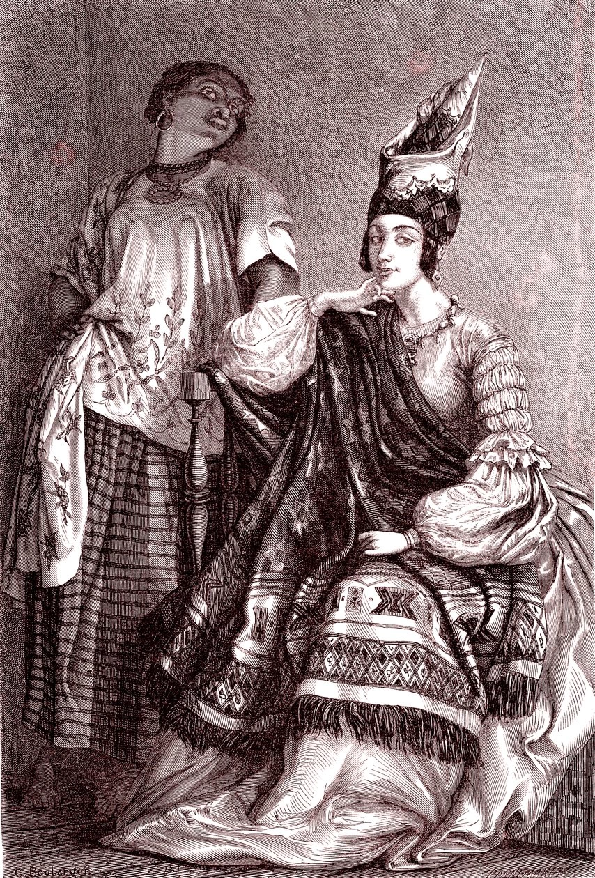 Signare, le donne mulatte franco - africane nella città di Saint Louis, Senegal. 1861